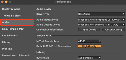 audio setting for recording spotify in ableton live