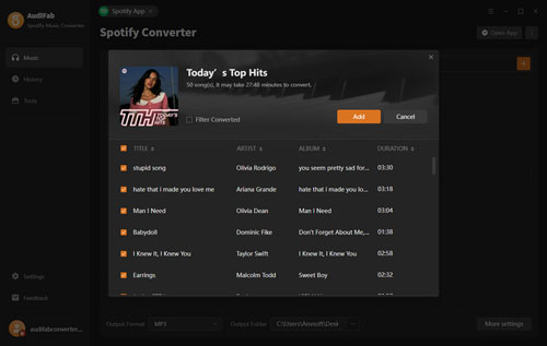 import spotify music to audifab spotify converter on windows
