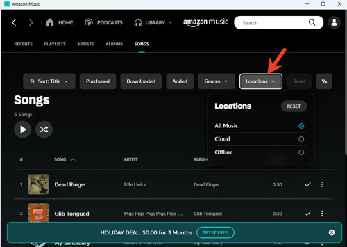 find uploaded spotify music on amazon music