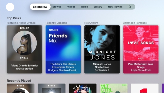 how to use apple music app on apple tv