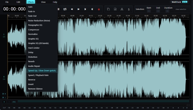 adjust apple music playback speed via audiomass