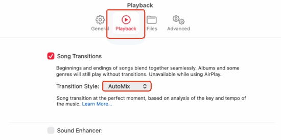 turn on apple music automix on mac