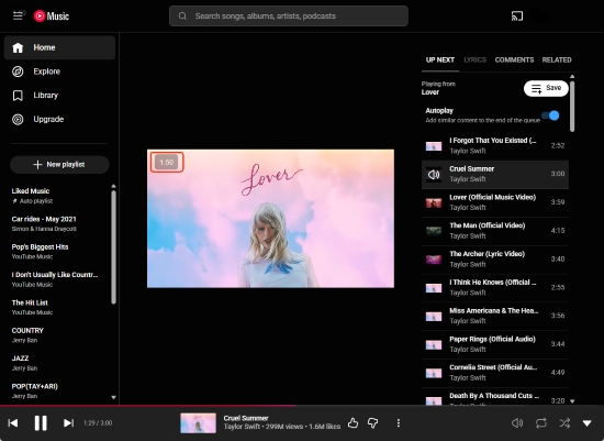 change youtube music playback speed via video speed controller extension