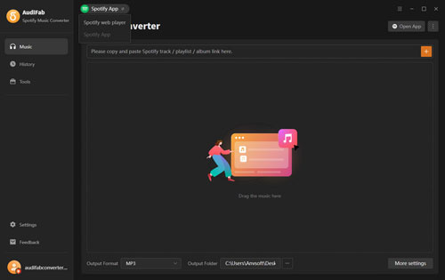 choose mode on audifab spotify converter