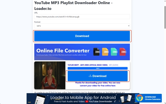 download mp3 audio via loaderto