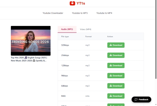 download youtube playlist to mp3 or mp4 via yt1s