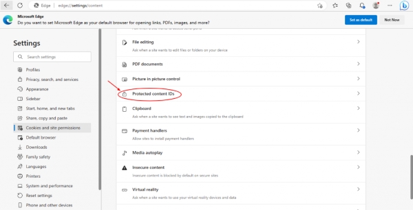 enable protected content ids on edge for amazon music web player playback