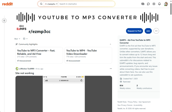 ezmp3 community on reddit