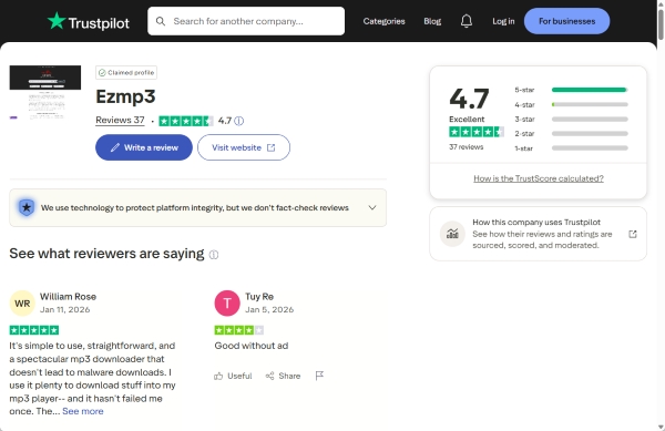 ezmp3 review on trustpilot