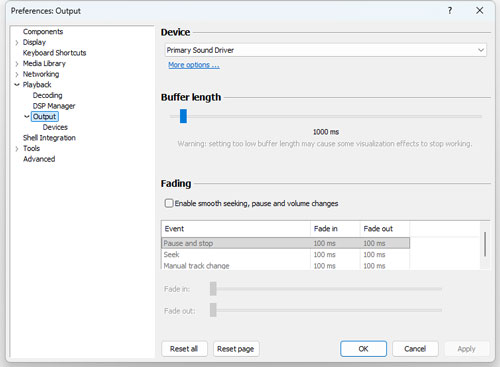 set wasapi output in foobar2000