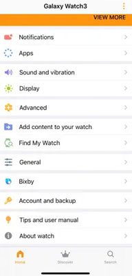 galaxy wearable app settings