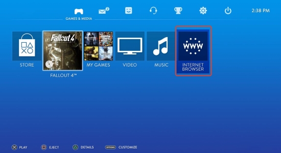 internet browser on ps4