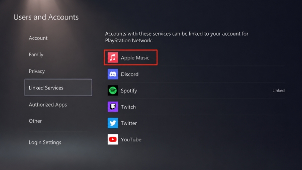 link apple music to ps5