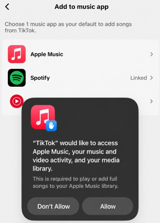 connect apple music to tiktok