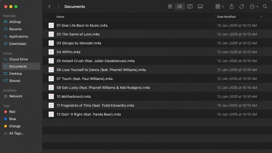 locate m4a files in finder