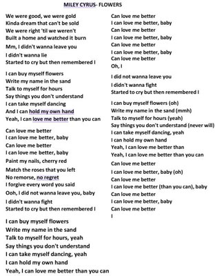 miley cyrus flowers lyrics