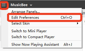musicbee edit preferences