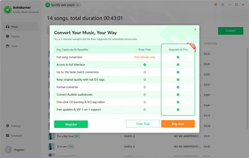 try noteburner spotify converter free trial