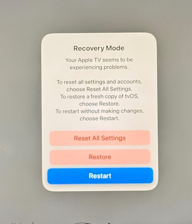 reset all settings in apple tv