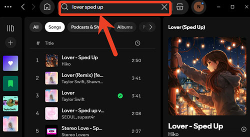 find sped up or slowed down songs on spotify