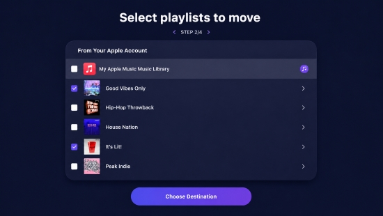select apple music playlist for deezer in tunemymusic