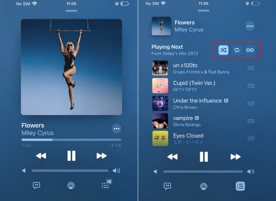 shuffle apple music on iphone or android phone