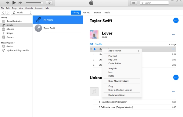 purchased apple songs show in windows explorer on itunes