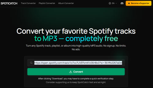 spoticatch website main screen