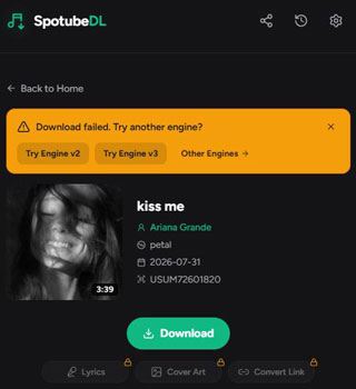 spotubedl download failed
