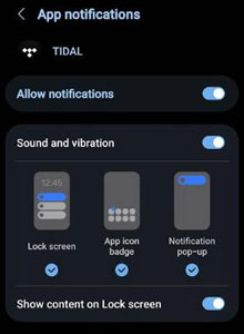 use tidal mini player on android via app notification