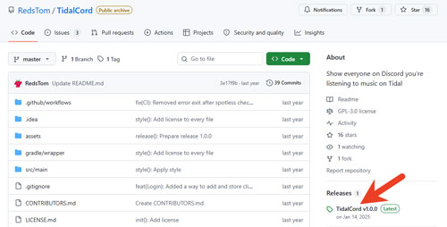 go to tidalcord releases section on github