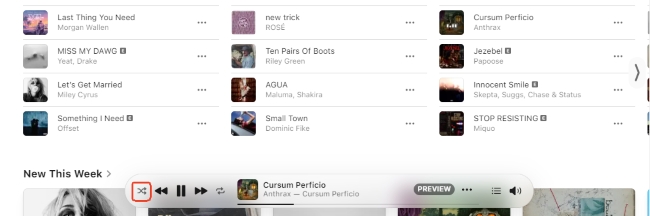 turn on apple music shuffle on the apple music web player