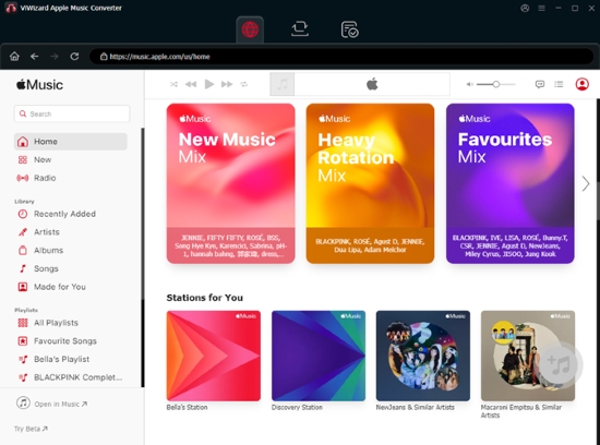 viwizard apple music converter main interface