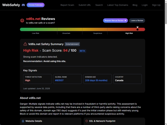 risks of vd6s checked by websafely