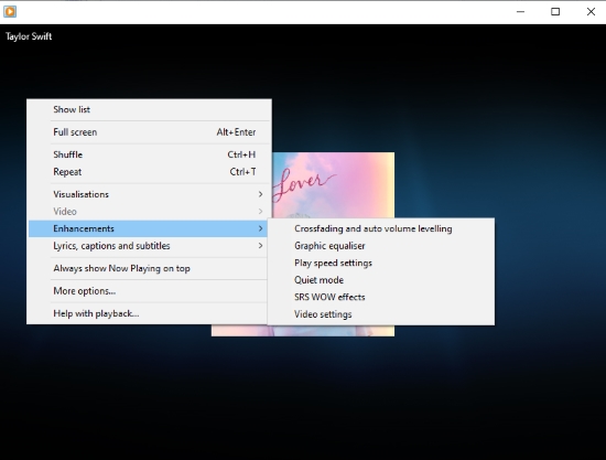 click enhancements on now playing interface