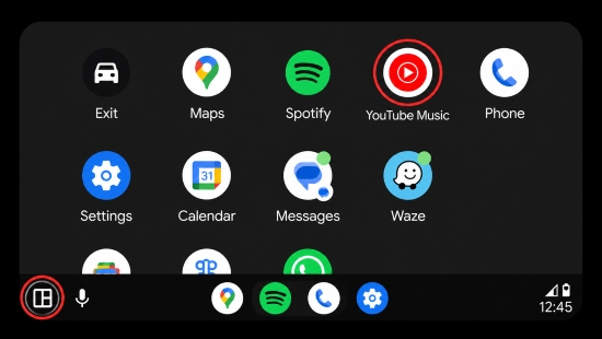 navigate to youtube music on android auto dashboard interface