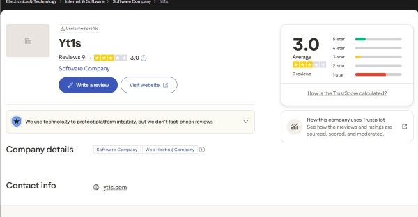 yt1s review on trustpilot