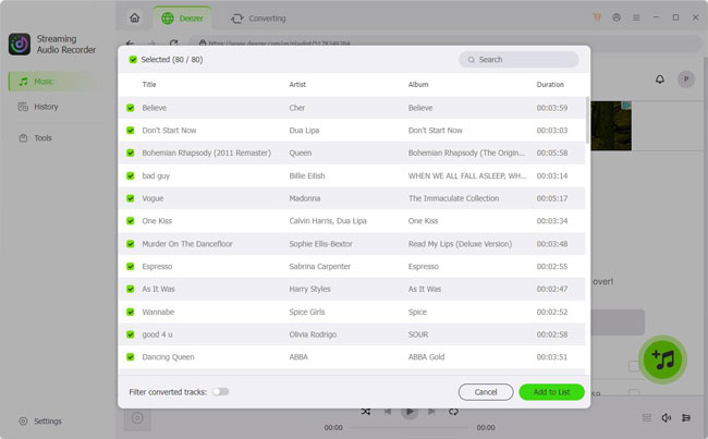 add deezer music to conversion list