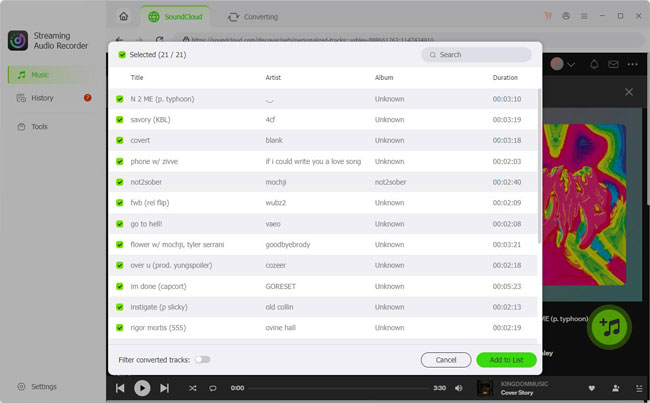 convert soundcloud songs via audfree soundcloud music converter