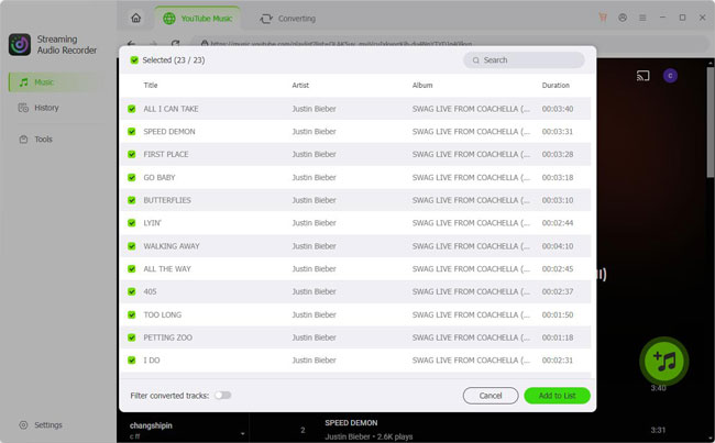 add youtube music to conversion list for galaxy watch