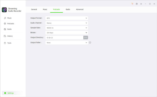 set podcast format as mp3