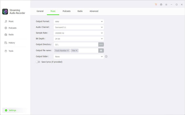 set qobuz music output format